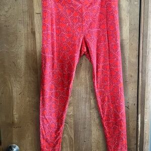 Women’s Heart Patterned Red Leggings